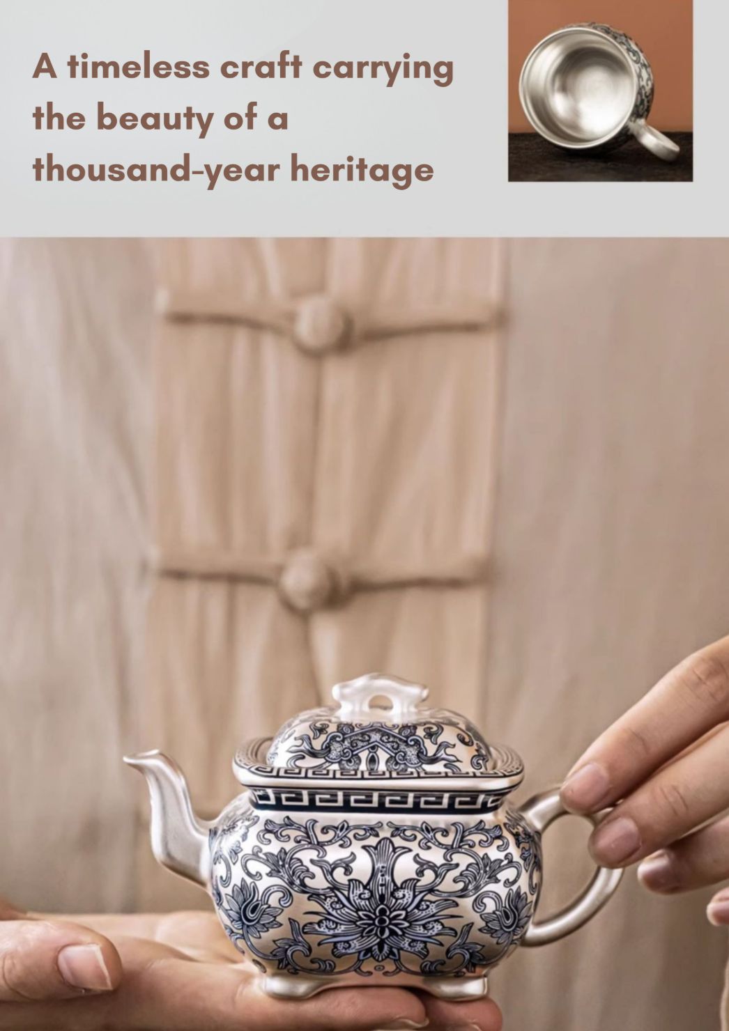 Tranquil Enamel-Gilded Silver Tea Set B-999 Pure Silver