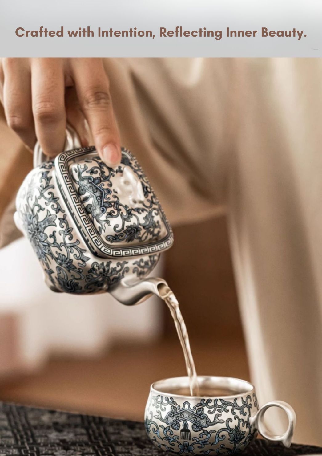 Tranquil Enamel-Gilded Silver Tea Set B-999 Pure Silver