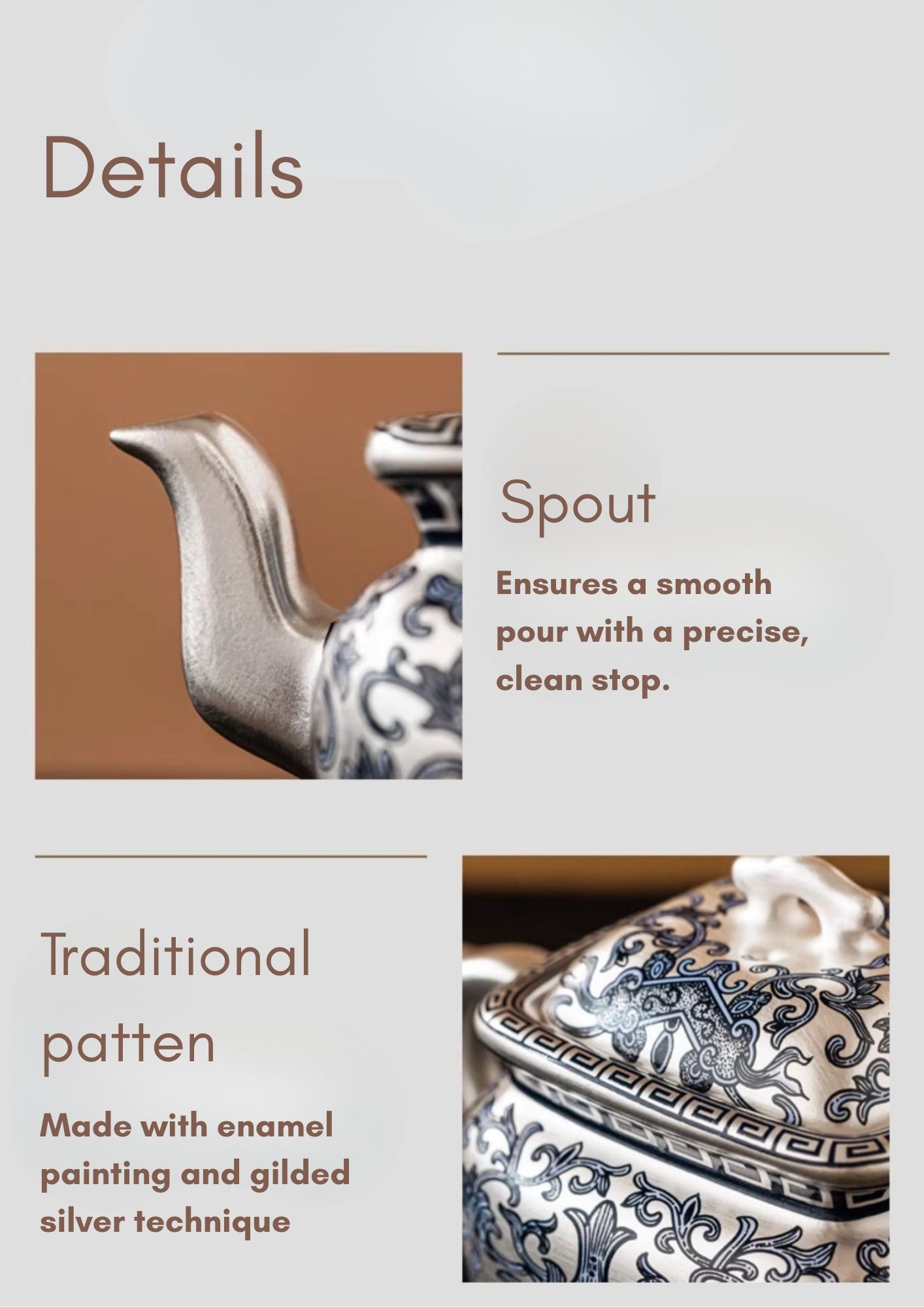 Tranquil Enamel-Gilded Silver Tea Set B-999 Pure Silver