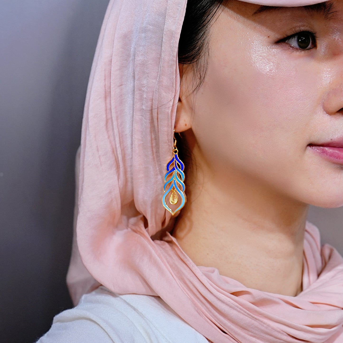 Tears of Noor – Cloisonné Drop Enamel 18K Gold Plated Earrings