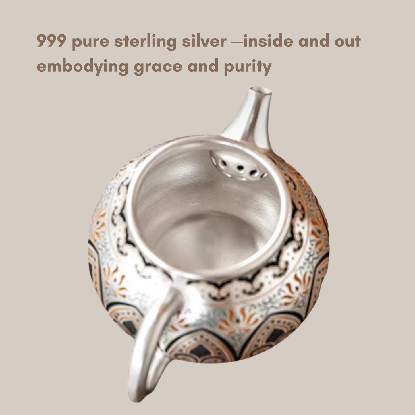 Tranquil Enamel-Gilded Silver Tea Set A– 999 Pure Silver