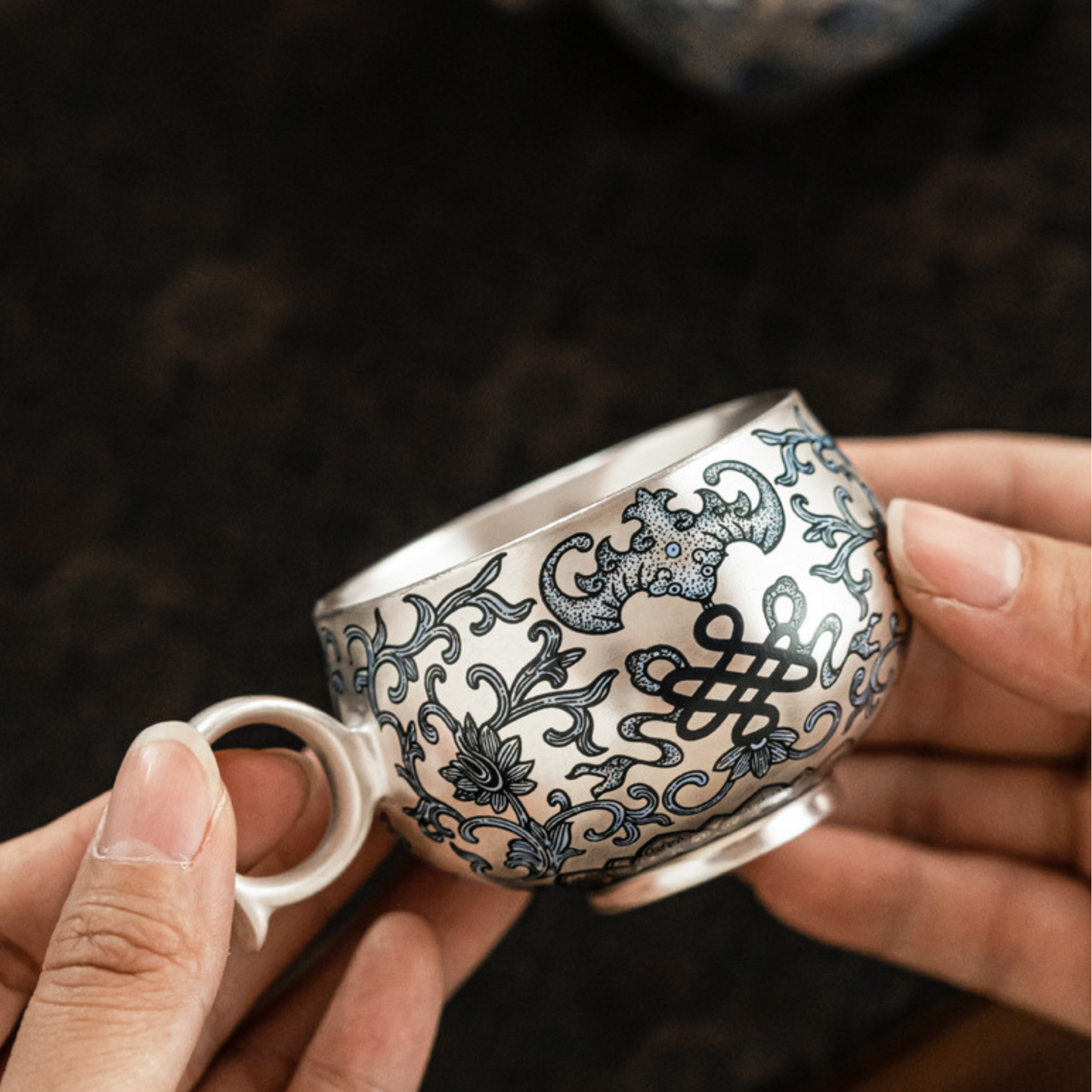 Tranquil Enamel-Gilded Silver Tea Set B-999 Pure Silver