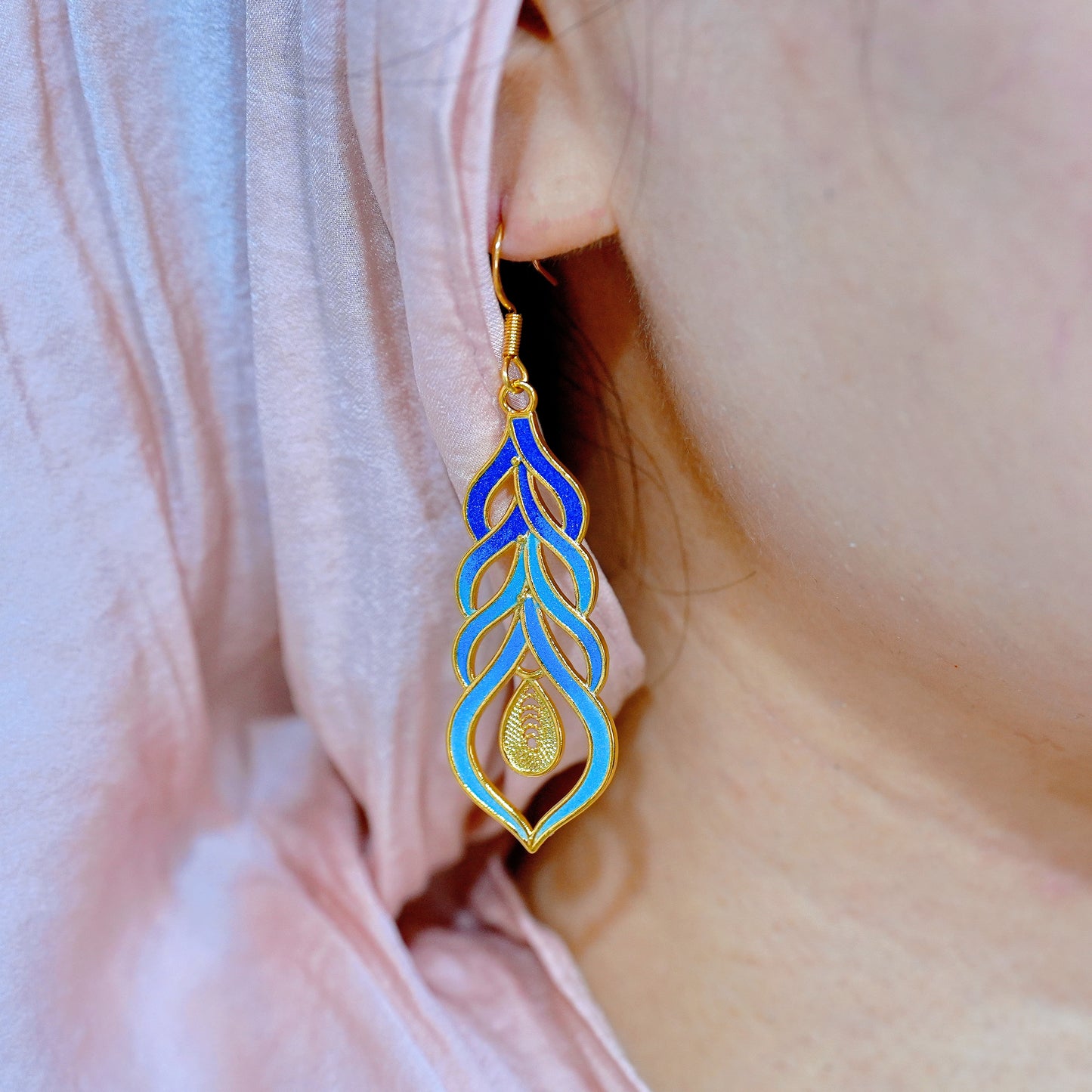 Tears of Noor – Cloisonné Drop Enamel 18K Gold Plated Earrings