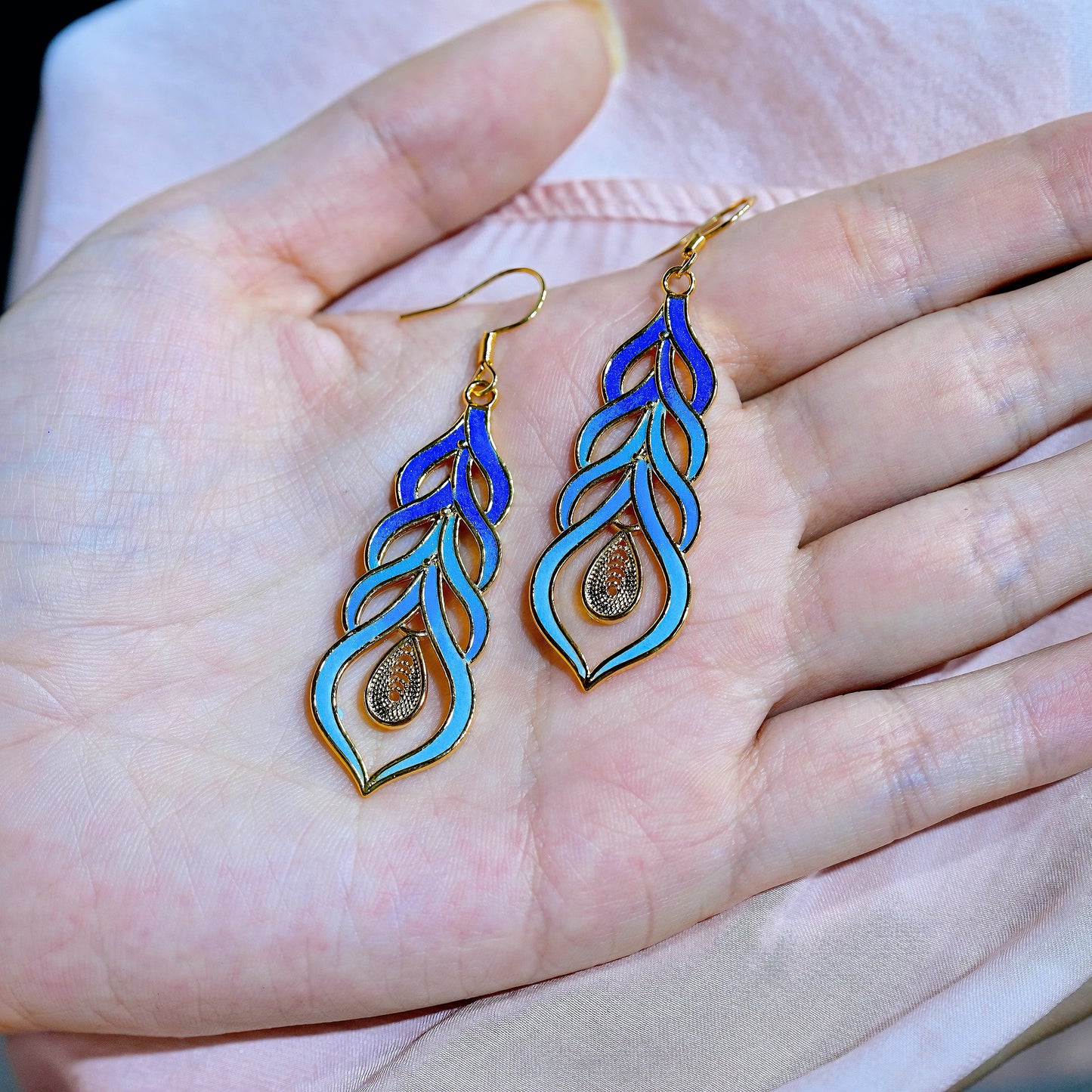 Tears of Noor – Cloisonné Drop Enamel 18K Gold Plated Earrings