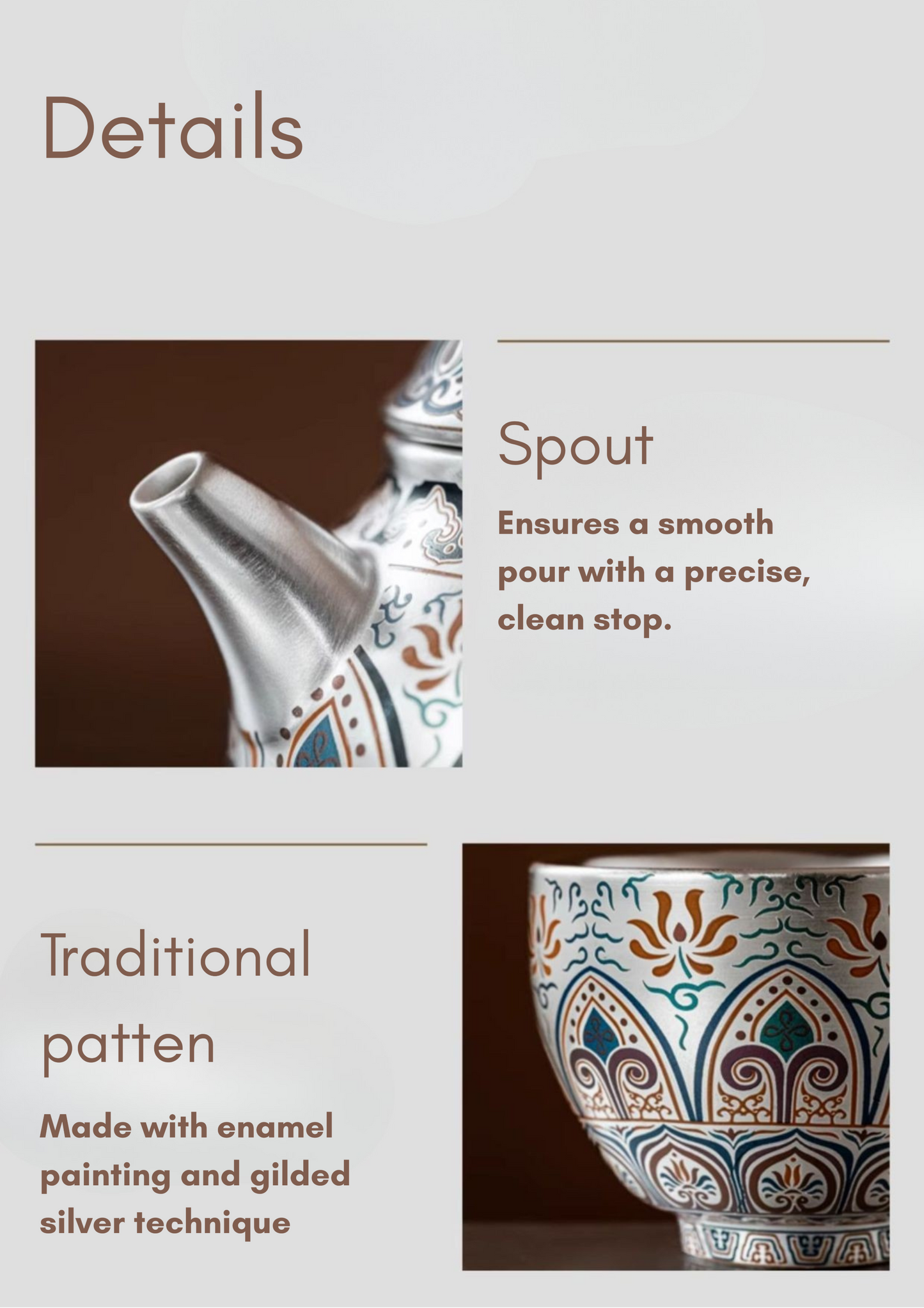 Tranquil Enamel-Gilded Silver Tea Set A– 999 Pure Silver