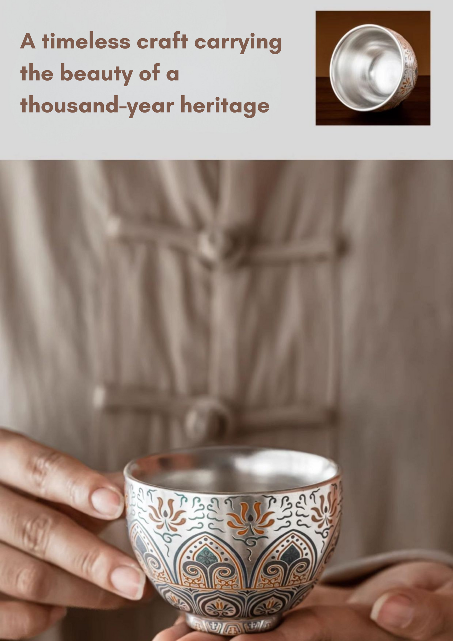 Tranquil Enamel-Gilded Silver Tea Set A– 999 Pure Silver