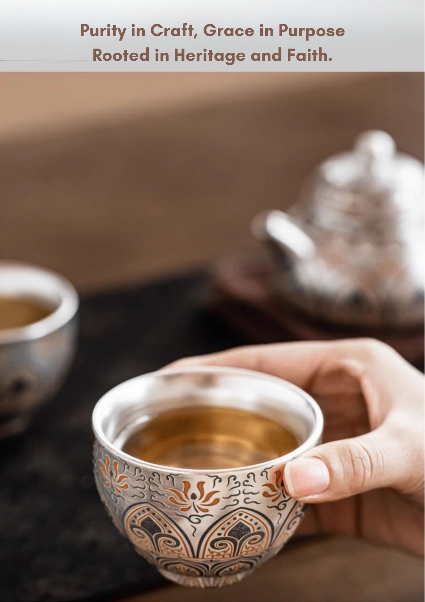 Tranquil Enamel-Gilded Silver Tea Set A– 999 Pure Silver