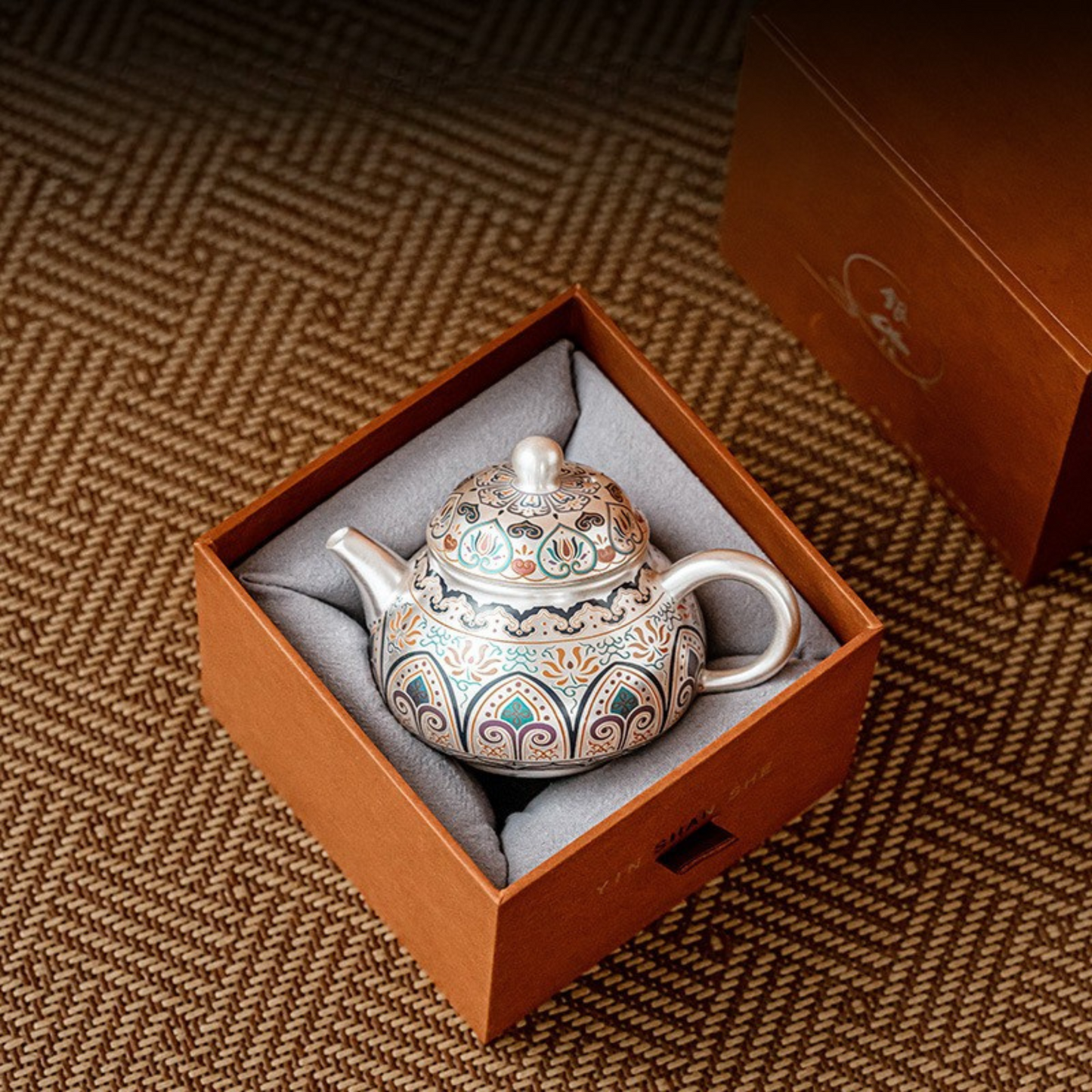 Tranquil Enamel-Gilded Silver Tea Set A– 999 Pure Silver