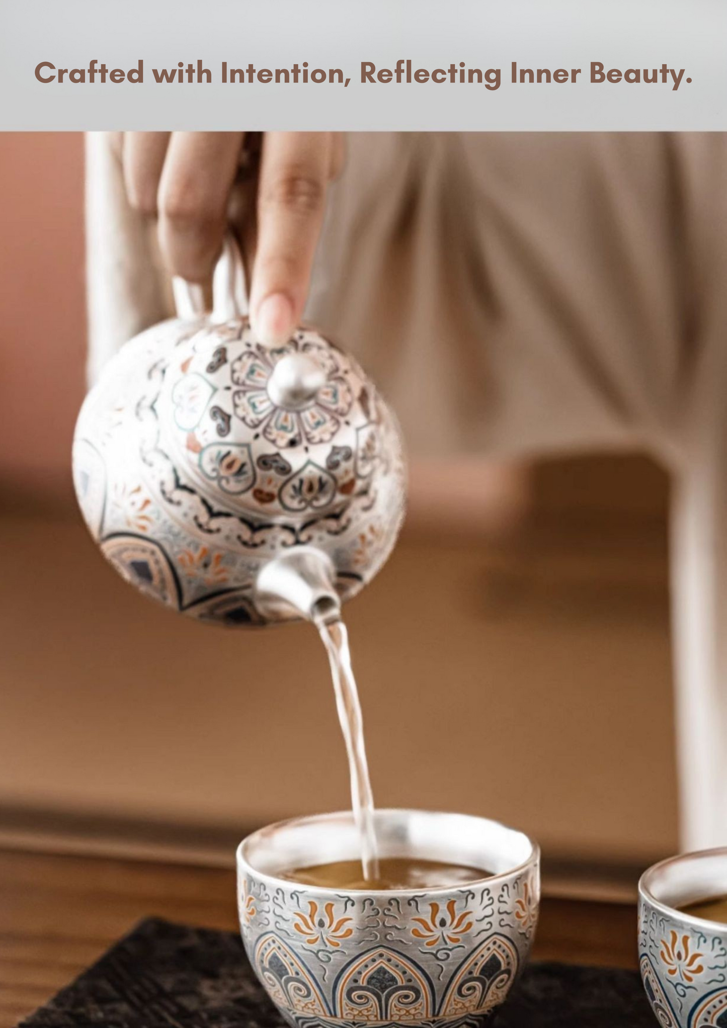 Tranquil Enamel-Gilded Silver Tea Set A– 999 Pure Silver