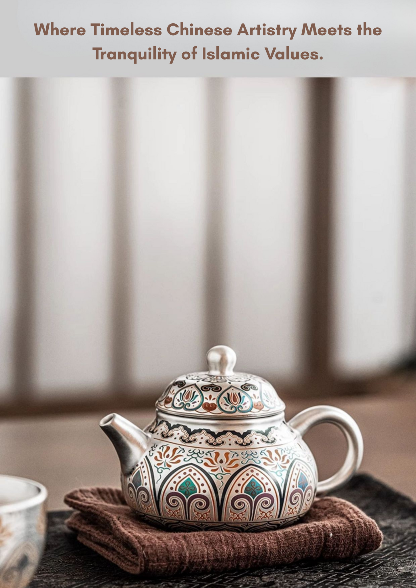 Tranquil Enamel-Gilded Silver Tea Set A– 999 Pure Silver